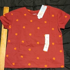 Cat & Jack Red Apple Pattern Kids Tee